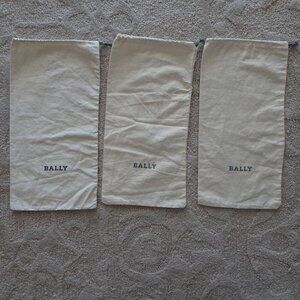 Set of 3 Bally Shoe Purse Dust Bag Drawstring 14”x 7” Beige
